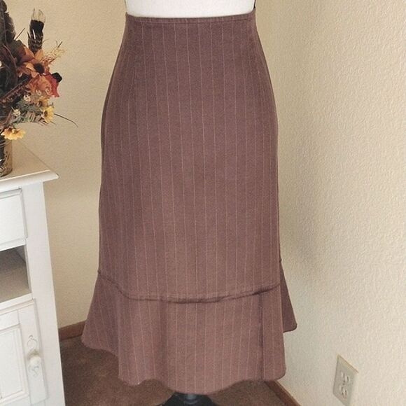 J. Jill Pin Striped Cotton/Linen Blend Skirt - Picture 1 of 9